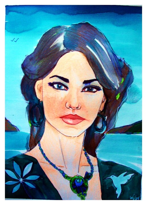 Painting titled "Sea Queen" by Walter Vermeulen, Original Artwork, Watercolor