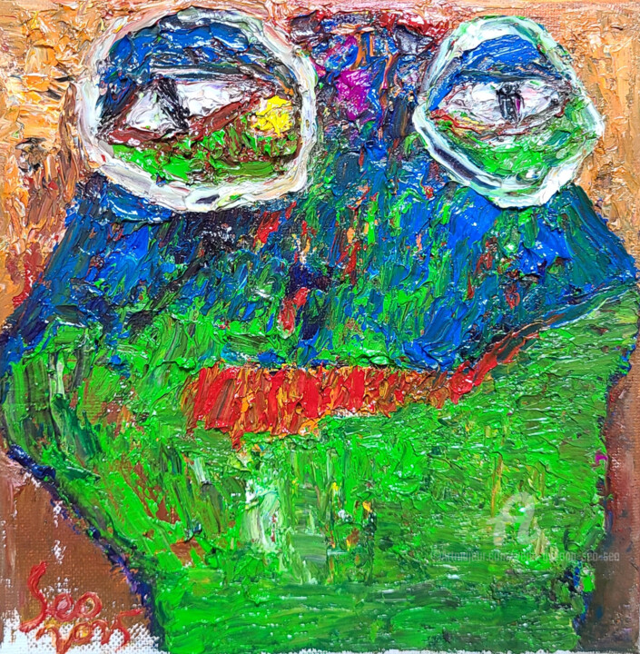 Illustration Painting: Witnesses of the Green Fog 绘画, 7.9x7.9 in