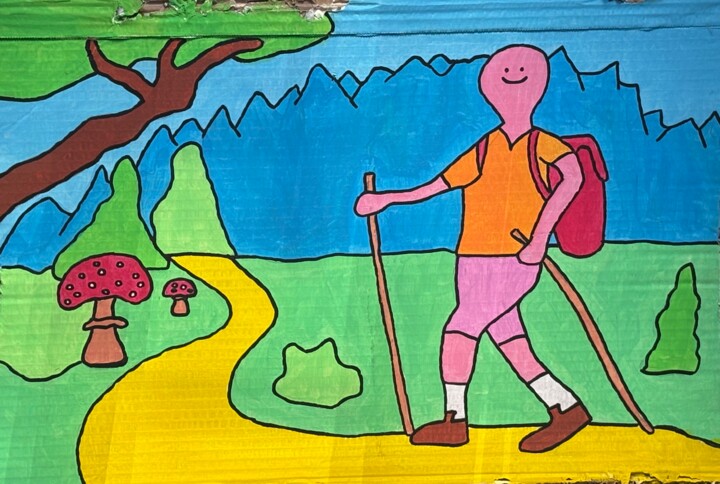 Balade en forêt 绘画, 15.4x21.7 in