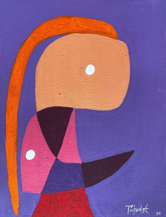 Painting titled "Retrato en fondo li…" by Enrique Pichardo, Original Artwork, Acrylic