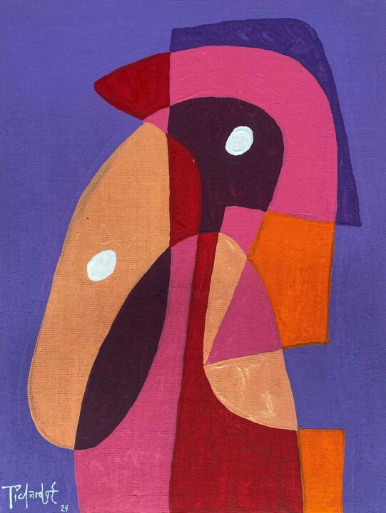 Painting titled "Retrato en rojos en…" by Enrique Pichardo, Original Artwork, Acrylic