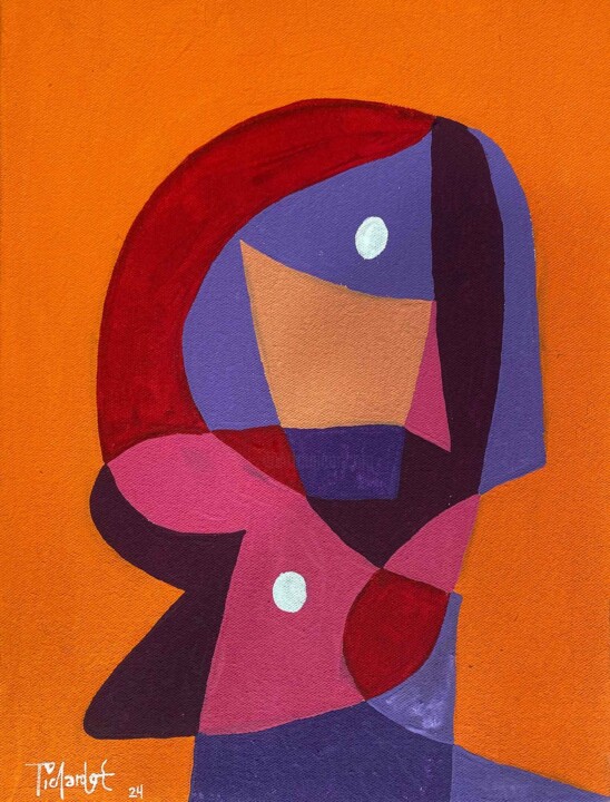 Painting titled "Retrato en rojos en…" by Enrique Pichardo, Original Artwork, Acrylic