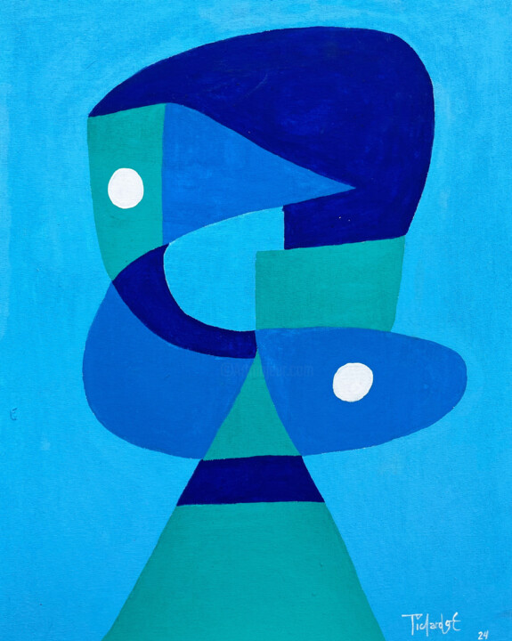 Painting titled "Cuerpo en azul" by Enrique Pichardo, Original Artwork, Acrylic