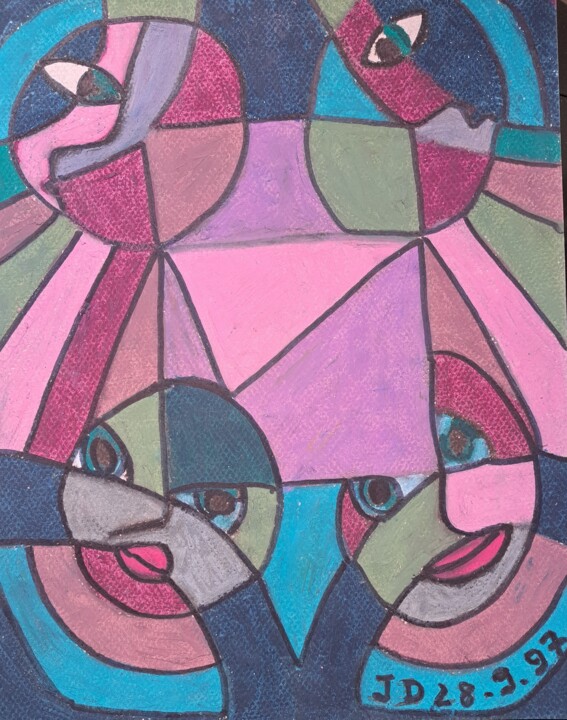 " Les Observateurs " Painting, 11.4x8.3 in