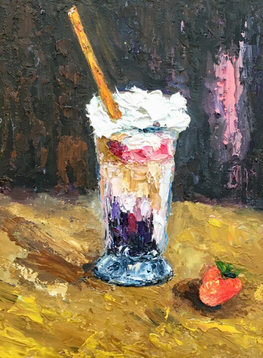绘画 标题为“Ice Cream Strawberr…” 由Vilma Gataveckiene, 原创艺术品, 油