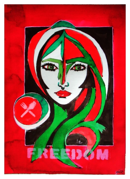 Painting titled "Freedom!" by Walter Vermeulen, Original Artwork, Ink