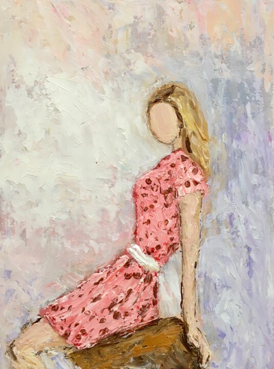 绘画 标题为“Faceless Woman In D…” 由Vilma Gataveckiene, 原创艺术品, 油