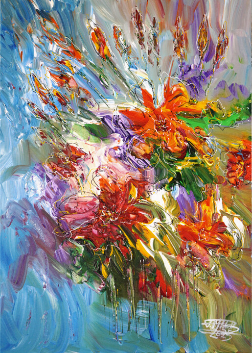 绘画 标题为“Flowery Symphony XS…” 由Peter Nottrott, 原创艺术品, 丙烯