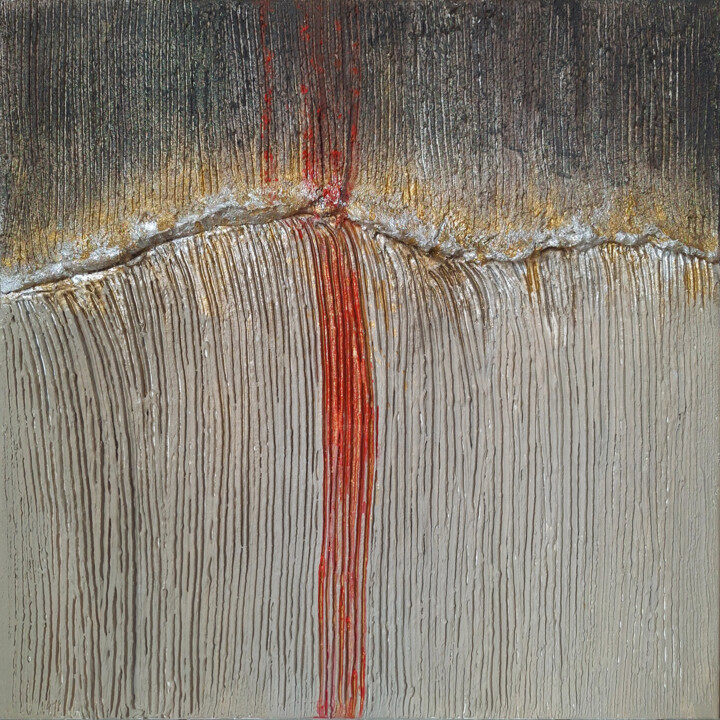 Painting titled "Volcano" by Amadesi Claudia, Original Artwork, Acrylic Mounted on Wood Stretcher frame