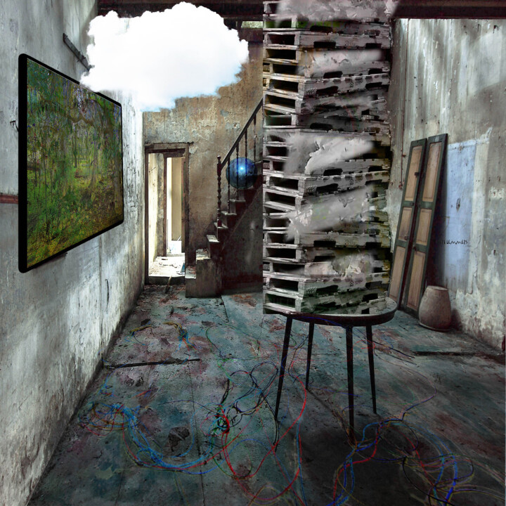 Photography titled "Inside with cloud" by Geert Lemmers, Original Artwork, Digital Photography Mounted on Plexiglass