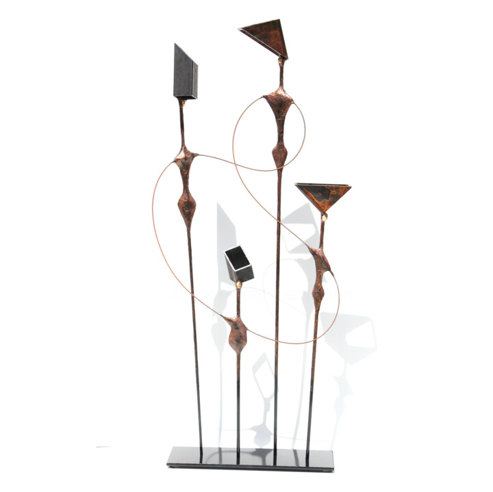 Sculpture titled "La famiglia - sculp…" by Vanessa Renoux, Original Artwork, Metals
