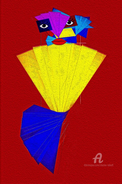 Woman with a Fan IV Dijital Sanat, 18x12 in