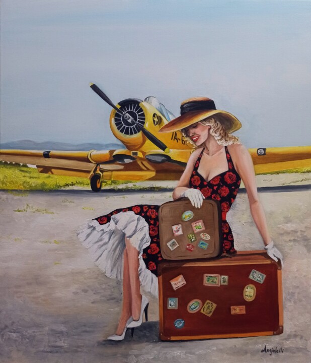 Painting titled "Week end" by Anna Rita Angiolelli, Original Artwork, Oil Mounted on Wood Stretcher frame
