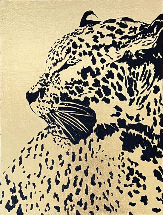 Golden Leopard 30*40 绘画, 15.8x11.8 in