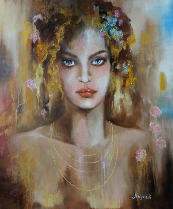 Painting titled "Spring" by Anna Rita Angiolelli, Original Artwork, Oil Mounted on Wood Stretcher frame