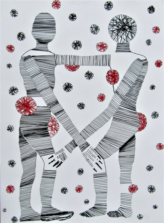 Drawing titled "Otras corporalidades" by Lourdes Gallegos, Original Artwork, Thread
