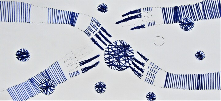 Drawing titled "dibujo 3" by Lourdes Gallegos, Original Artwork, Thread