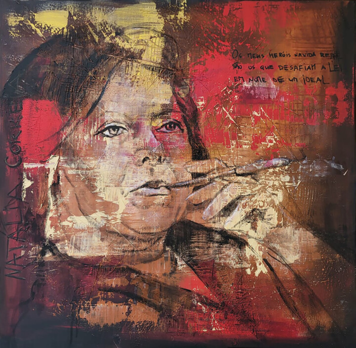 绘画 标题为“Homenagem Natália C…” 由Artem Usá, 原创艺术品, 丙烯 安装在木质担架架上