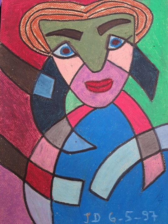 " La Robe Bleue " Schilderij, 11,4x8,3 in