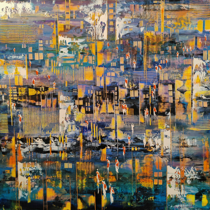 Painting titled "DEDALE" by Jean-Humbert Savoldelli, Original Artwork, Acrylic Mounted on Wood Stretcher frame