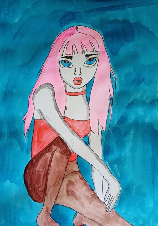 Drawing titled "Queen of the city" by Ashton Knighting, Original Artwork, Ink