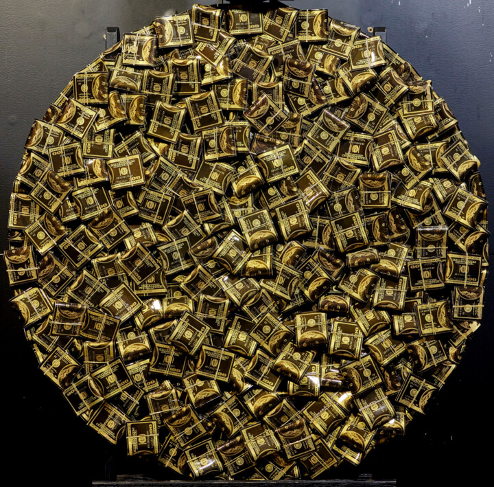Circle of Fortune Black Money 绘画, 39.4x39.4 in
