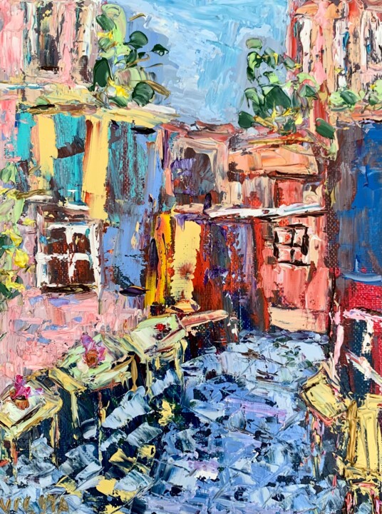 绘画 标题为“Italian Courtyard O…” 由Vilma Gataveckiene, 原创艺术品, 油