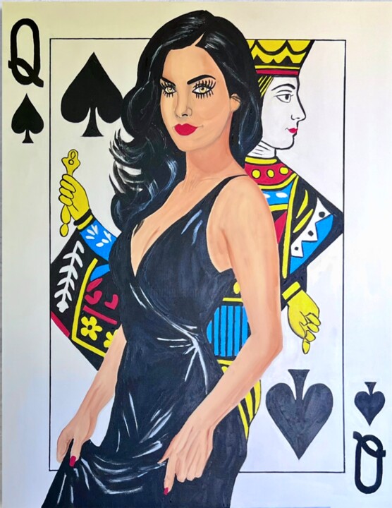 Queen Of Spades, Hearts Beware 绘画, 39.4x31.5 in