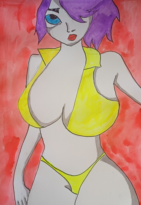 Drawing titled "Sexy emo" by Ashton Knighting, Original Artwork, Ink