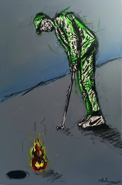 Painting titled "Fuego lento" by Barón O'Hallorans, Original Artwork, Acrylic Mounted on Wood Stretcher frame