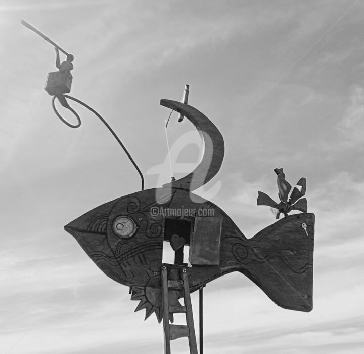 Peixe do Universo Abissal, Traz a Chave de Todos os Segredos Rzeźba, 28,5x19,3 in