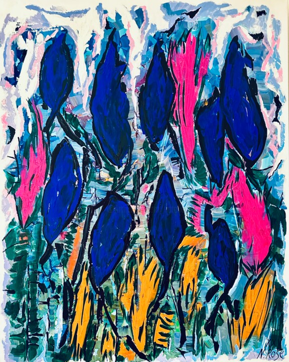 Painting titled "Blue Promise" by Natalia Rose, Original Artwork, Acrylic Mounted on Wood Stretcher frame
