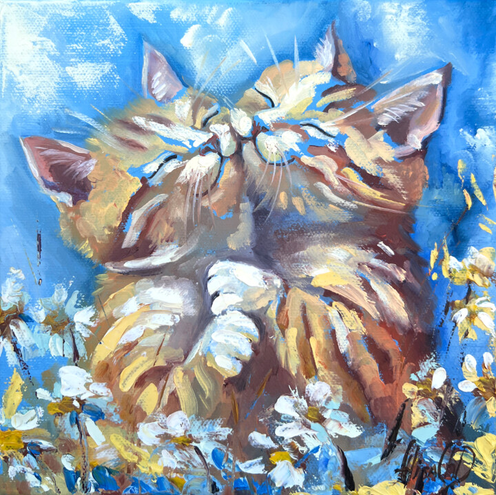 Blissful Sunbath 绘画, 7.9x7.9 in