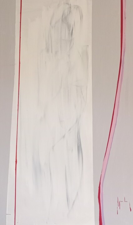 Painting titled "#25 - Rood-roze-paa…" by F Ghysenberg, Original Artwork, Acrylic