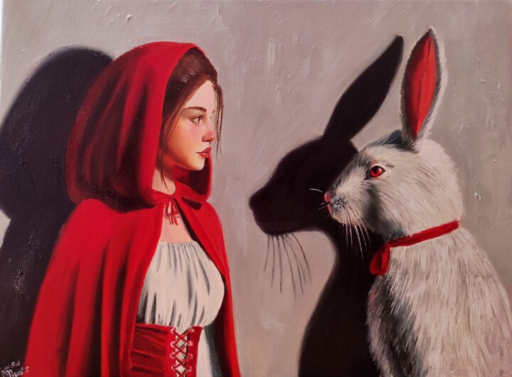 "Cappuccetto rosso e…" başlıklı Tablo Laura Muolo tarafından, Orijinal sanat, Petrol Ahşap Sedye çerçevesi üzerine monte edi…