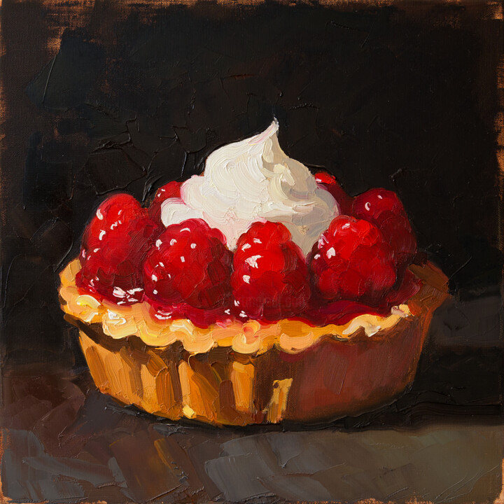 Painting titled "Raspberry Tart" by Serhii Zavadenko, Original Artwork, Oil