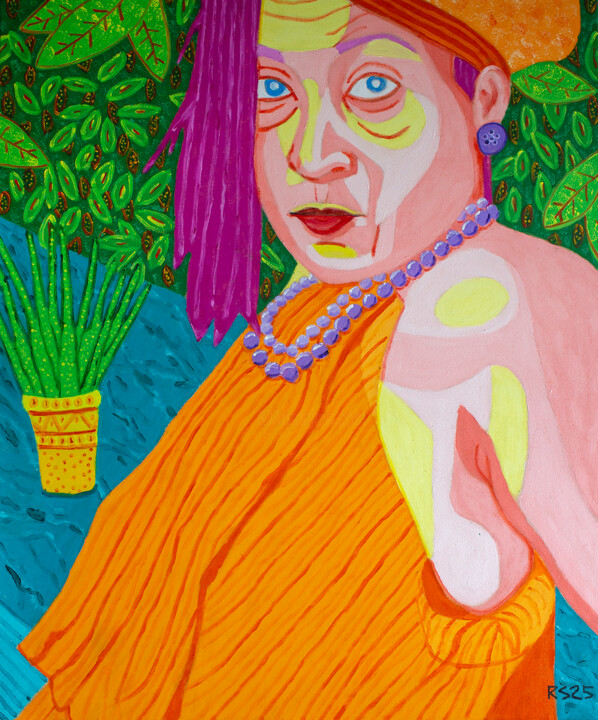 Painting titled "M No. 5" by Randall Steinke, Original Artwork, Oil Mounted on Wood Stretcher frame