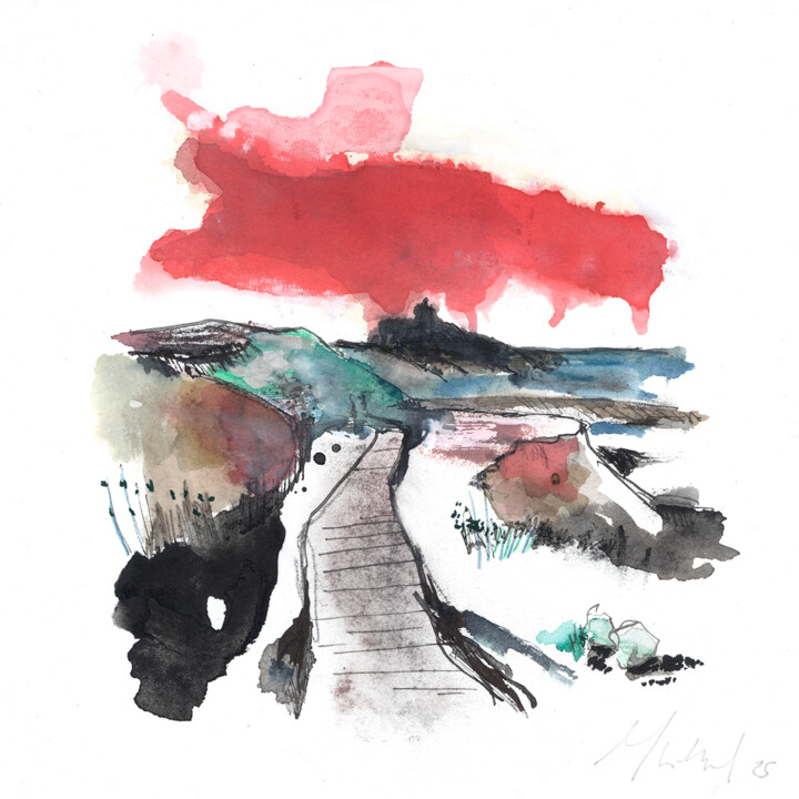 Drawing titled "French Coastline -…" by Isabelle Van Brussel, Original Artwork, Watercolor