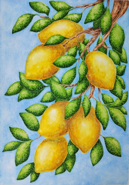 제목이 "Lemon Light"인 미술작품 Alena Masyutina로, 원작, 수채화