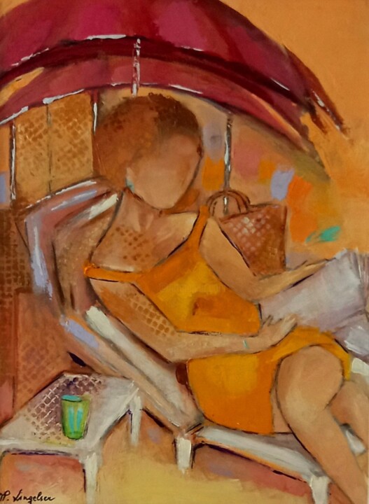 "LA PARENTHÈSE " Schilderij, 15,4x11,4 in