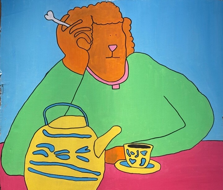 Qu'est ce que je peux faire comme connerie aujourd'hui ? 绘画, 20.9x23.6 in