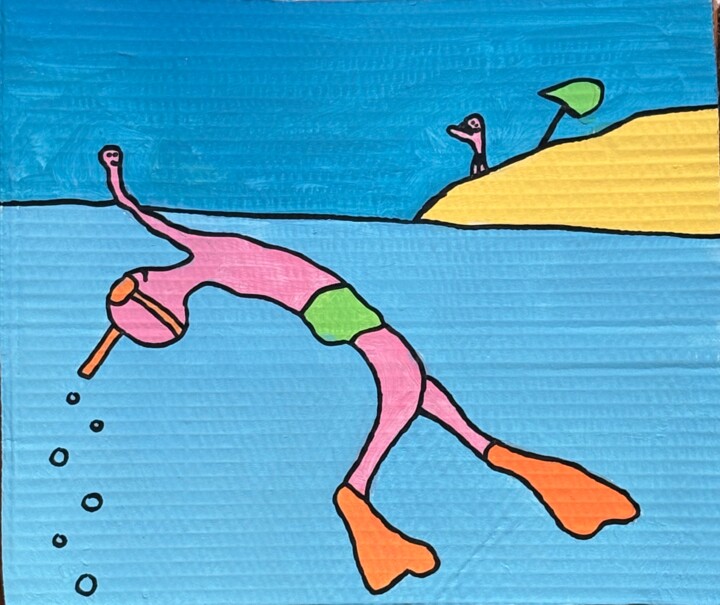 Je te vois, même sous l'eau 绘画, 13.4x15.8 in