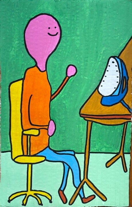 Toujours dire bonjour 绘画, 14.2x9.1 in