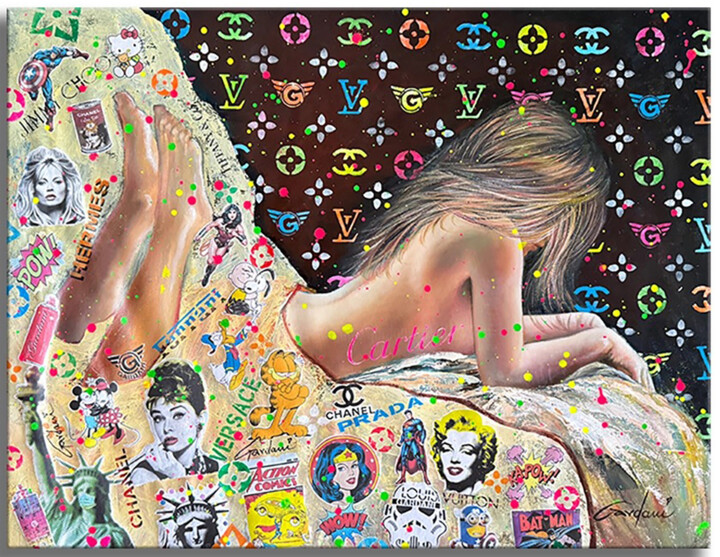 Painting titled "Love Moments" by Gardani, Original Artwork, Acrylic Mounted on Wood Stretcher frame