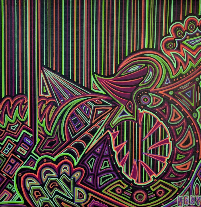 Schilderij getiteld "Electric Dreams" door Uday Mastenbroek, Origineel Kunstwerk, Acryl