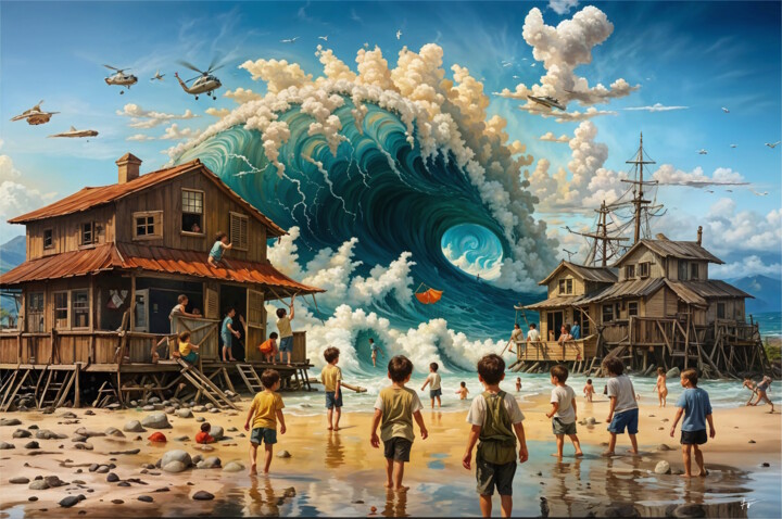 Children Playing By The Sea_85943 数字艺术