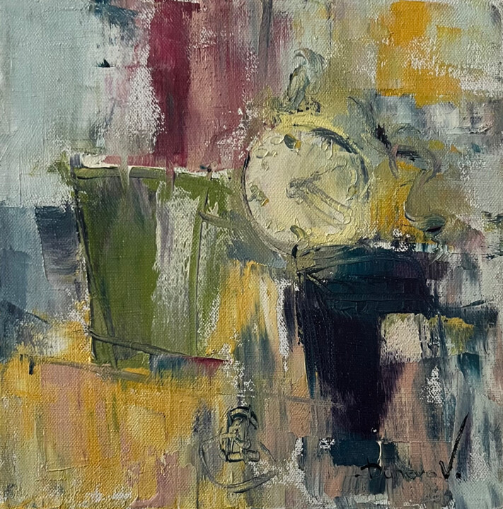 Painting titled ""Trace of Time"" by Viktoria Daneva, Original Artwork, Oil Mounted on Wood Stretcher frame