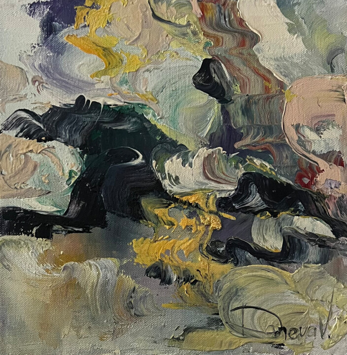 Painting titled ""Echo of Light"" by Viktoria Daneva, Original Artwork, Oil Mounted on Wood Stretcher frame