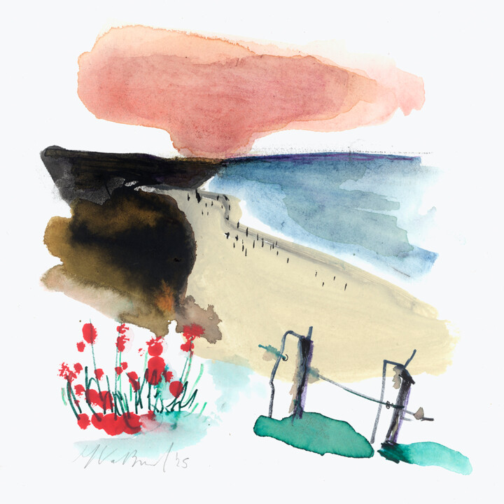 Drawing titled "Côte d'Opale - Natu…" by Isabelle Van Brussel, Original Artwork, Watercolor