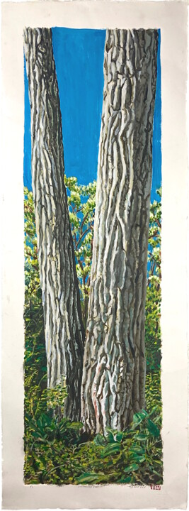 Painting titled "Cottonwood Pair" by Michael E. Voss, Original Artwork, Oil